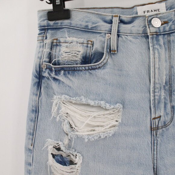 frame jean shorts womens 29 11" le vintage bermuda destroyed cotton blend frayed - Picture 2 of 9